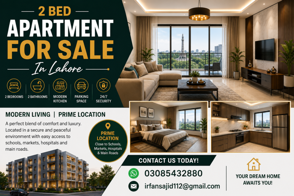 2 Bed Apartment For Sale In Lahore