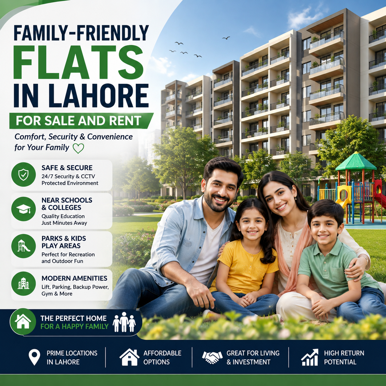 Family-Friendly Flats in Lahore for Sale and Rent